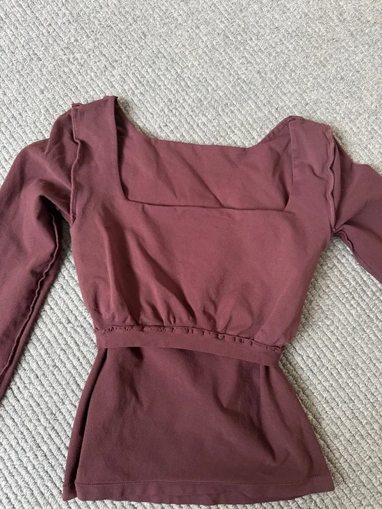 Free People, Intimately FP, long sleeve cropped stretch top, Maroon, Size M/L - Picture 5 of 5